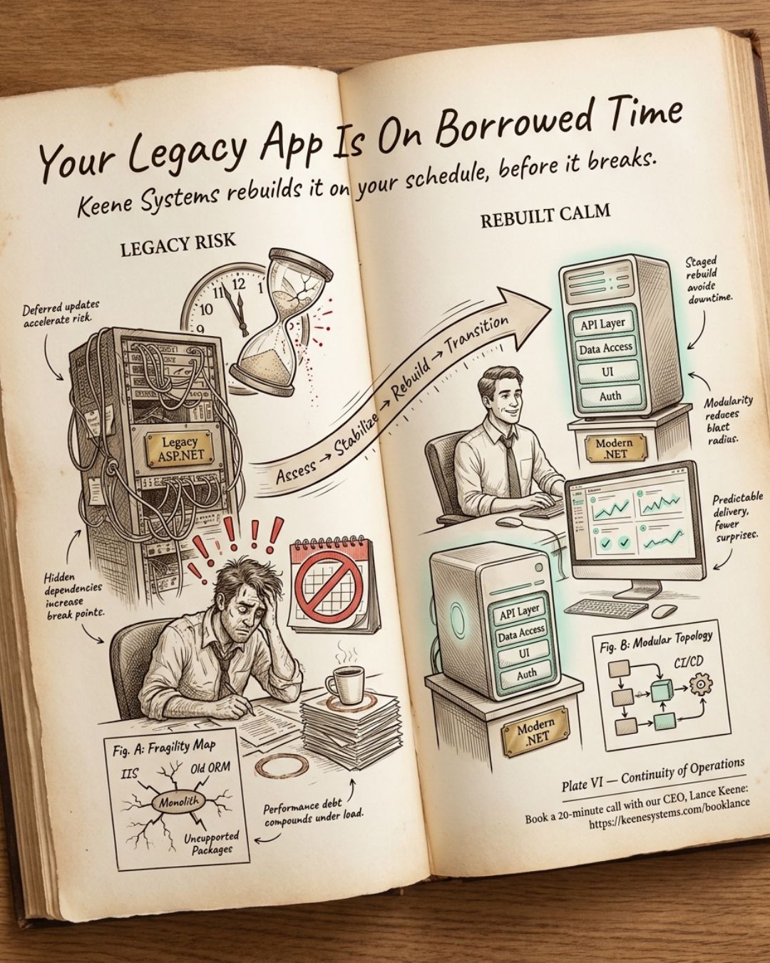 Your legacy ASP.NET app is on borrowed time. Rebuild it on your schedule, not Microsoft's.